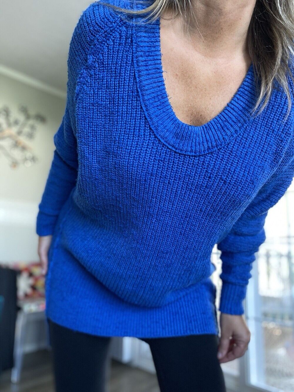 FREE PEOPLE Sunday Scoop Hi-Low Tunic Sweater oversized Cotton Blend XS/TP
